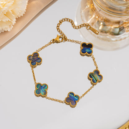 B91: 18k Gold Plated Stainless Steel Minimalist Bracelet: Rainbow Gleam Gradient