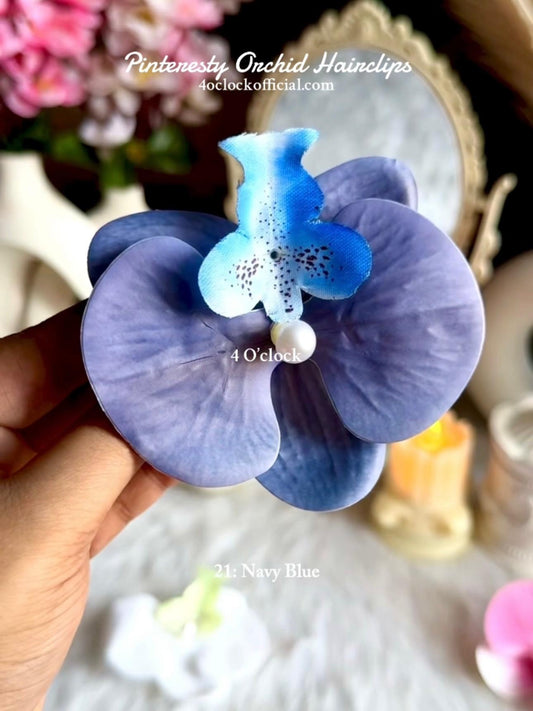 🌸 21:Orchid Hairclip:Navy Blue✨