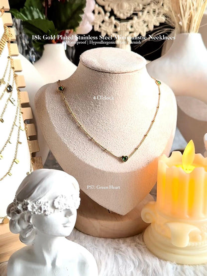 ✨P57: 18k Gold Plated Stainless Steel Pendant:Green Heart✨