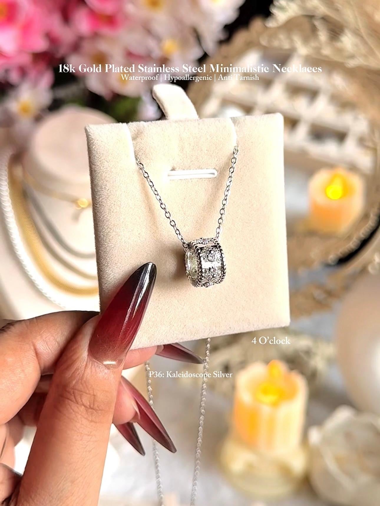 ✨P36: 18k Gold Plated Stainless Steel Pendant:Kaleidoscope Silver✨