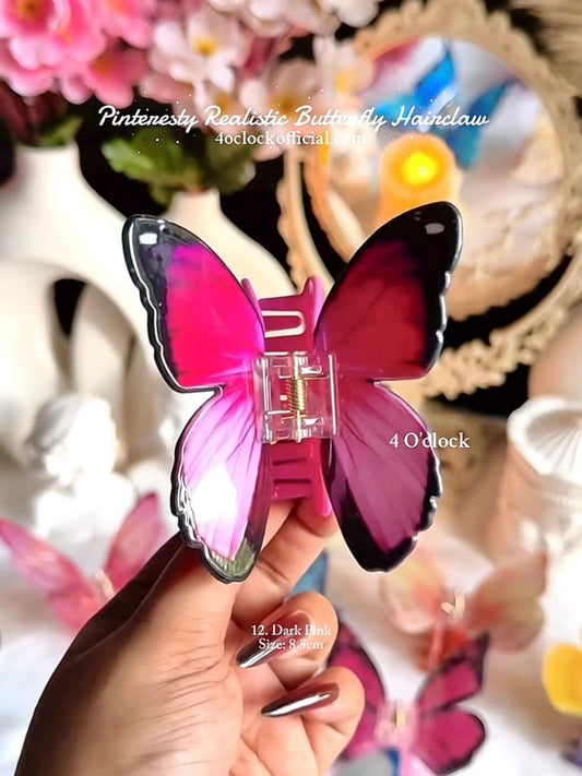 🦋🌿12. Realistic Butterfly Hair Claw – Dark Pink🌸🍃