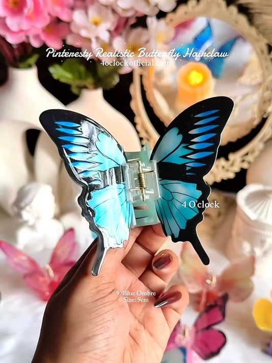 🦋🌿9. Realistic Butterfly Hair Claw – Blue Ombre🌸🍃