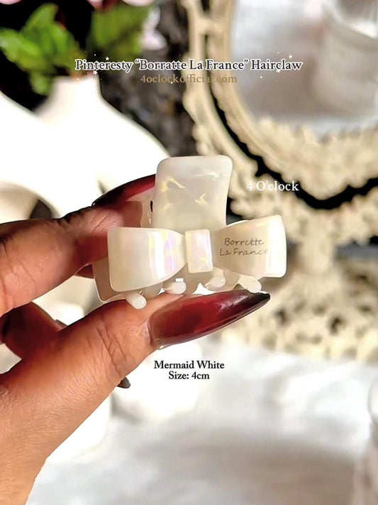 ✨Pinteresty "Borrate La France" Acetate Small Bow Hairclaw - Mermaid White 🎀