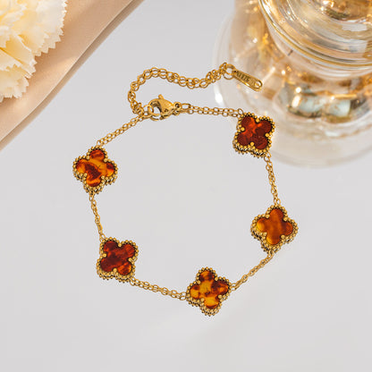 B89: 18k Gold Plated Stainless Steel Minimalist Bracelet: Orange Gradient