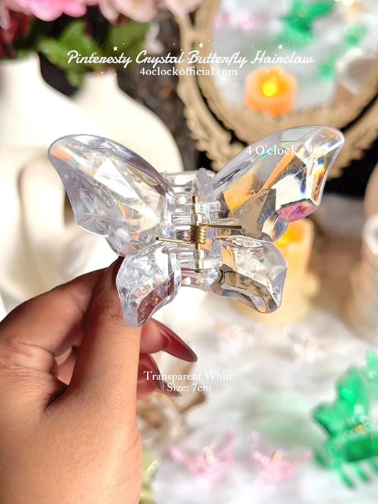🦋✨Big Crystal Clear Butterfly Hair Claw : Transparent White✨🦋