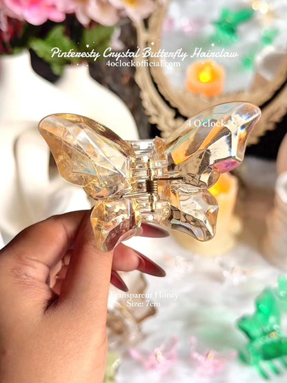 🦋✨Big Crystal Clear Butterfly Hair Claw : Transparent Honey✨🦋