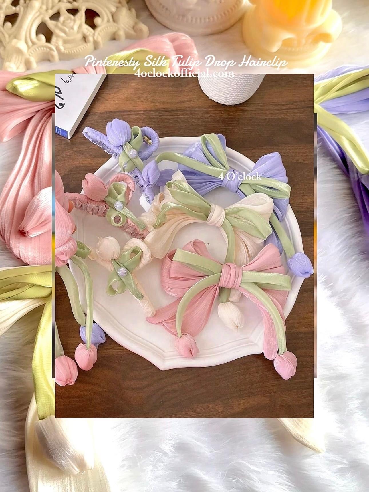 🌷💫Pinteresty Silk Tulip Drop Hairclip - Purple💫🌷