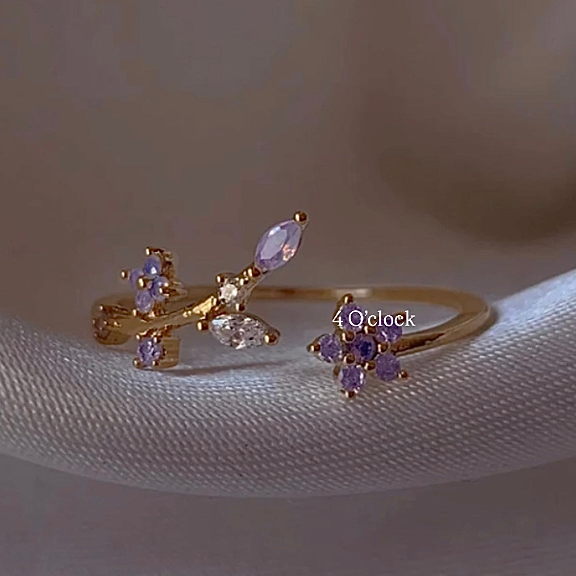 R37: Stainless Steel Zircon Minimalistic Finger Ring: Lavender Bloom (1pc) (With box)✨