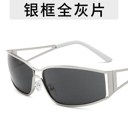 S28: Pinteresty Y2k Metal Hollow Sunglasses - Black + Silver (with box) Unisex
