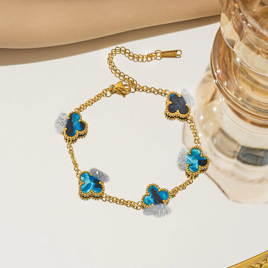 ⚜️B88: 18k Gold Plated Stainless Steel Minimalist Bracelet: Dark Blue Radiant✨