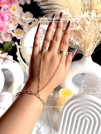 ✨RB04: Ringchain Bracelet:Dual Rings Gold✨