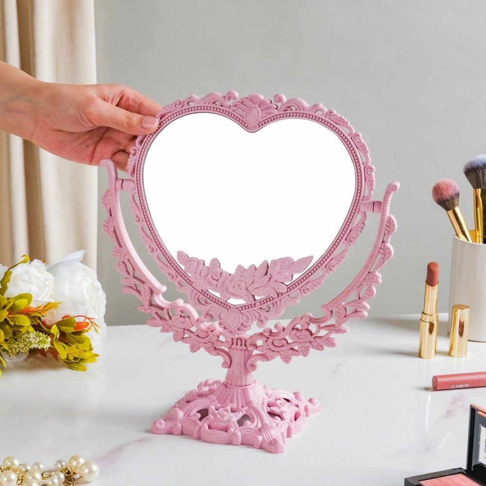 M02: Vintage Mirror: Vintage Heart Shape: Salmon Pink