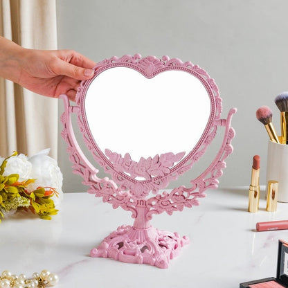 M02: Vintage Mirror: Vintage Heart Shape: Salmon Pink