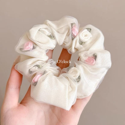 🍓11. Pinteresty Cottagecore Hair Scrunchie - Mesh Roses🍰