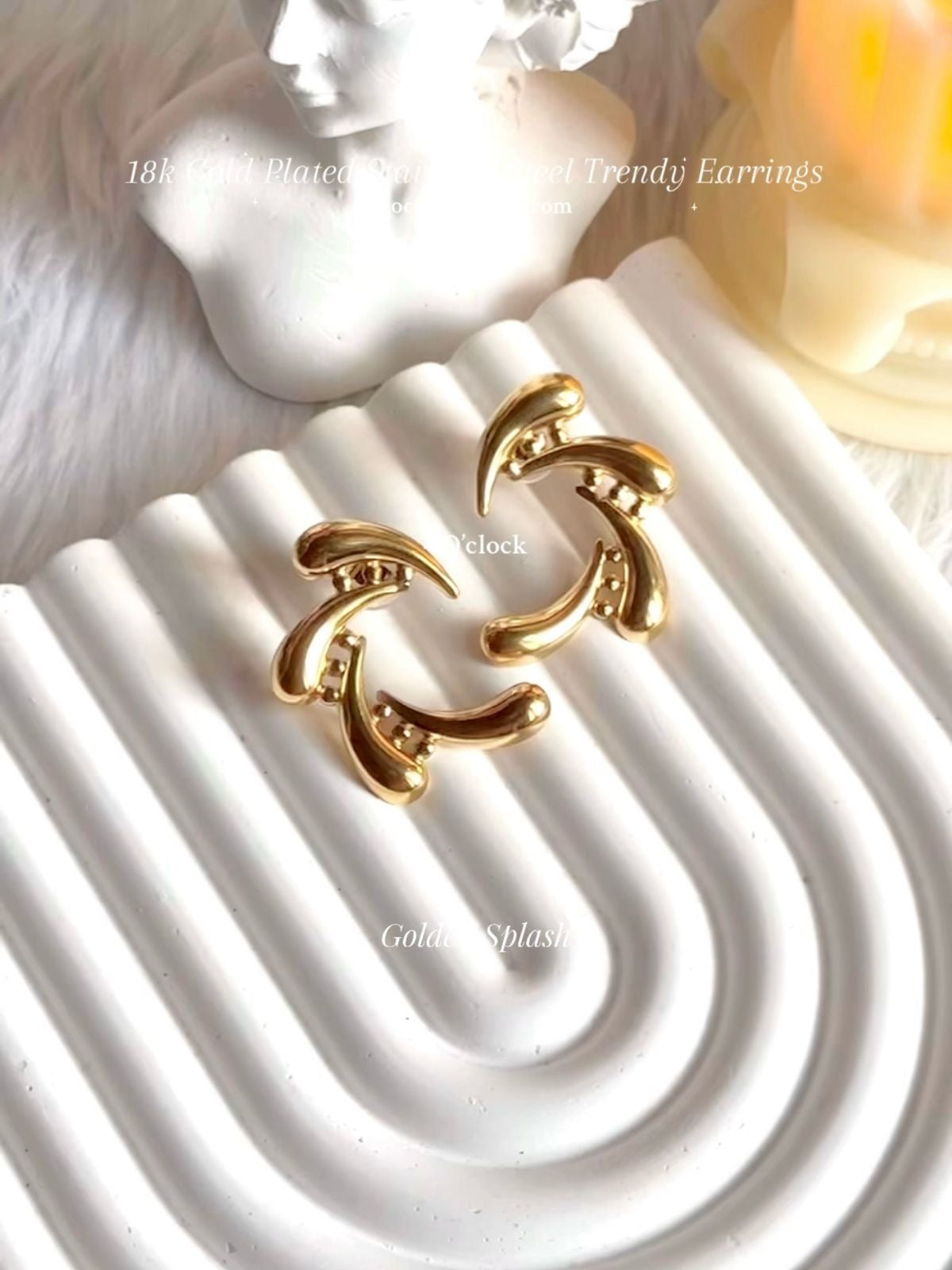 ✨Stainless Steel Earrings:Golden Splash✨
