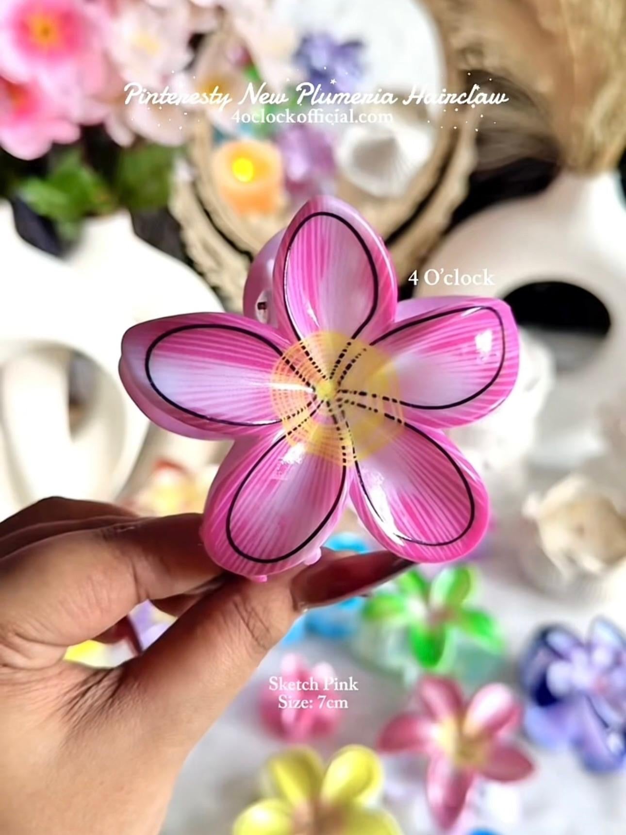 🌸Pinteresty New Plumeria Hairclaw - Sketch Pink✨