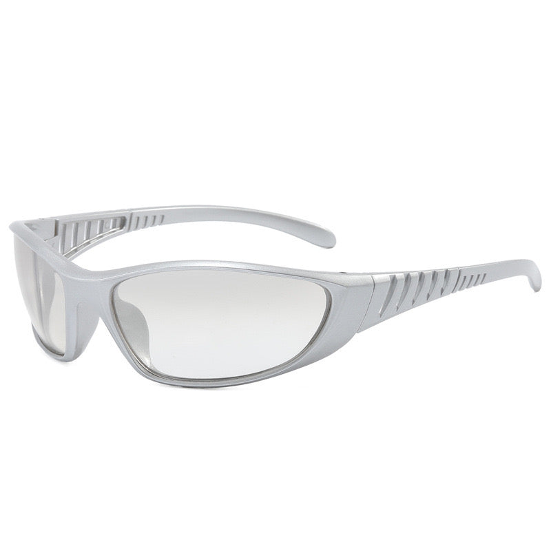 S03: Pinteresty Y2k Sports Sunglasses - Transparent + Silver (with box) Unisex