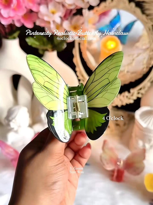 🦋🌿1. Realistic Butterfly Hair Claw – Green🌸🍃