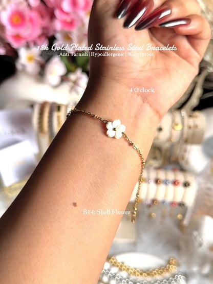 ⚜️B14: 18k Gold Plated Stainless Steel Minimalist Bracelet:Shell Flower✨