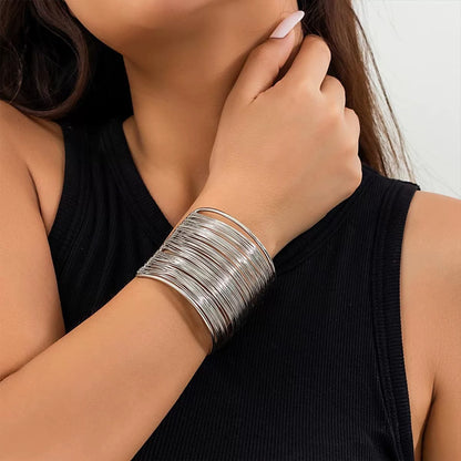 ✨HC21.2: 18k Gold Plated Stainless Steel Handcuff for Stack: Wire Cuff (Silver)✨