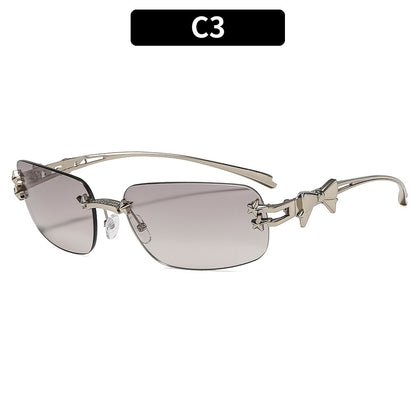 S19: Pinteresty Rimless Y2K Bow sunglasses: Grey + Grey (with box)