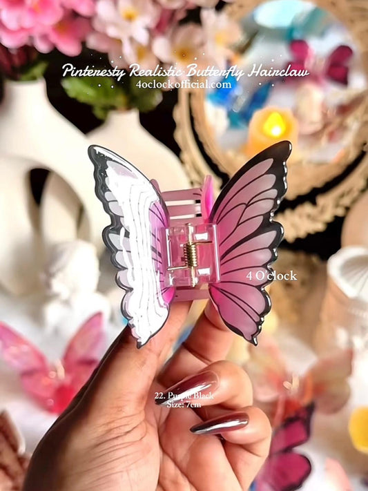 🦋🌿22. Realistic Butterfly Hair Claw – Purple Black🌸🍃