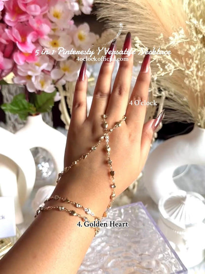 ✨5 in 1 neckpiece /handchain / bracelet stack: Golden Heart💫