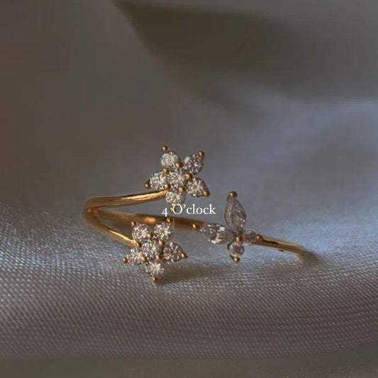 💍R229: Stainless Steel Zircon Minimalistic Finger Ring: White Butterfly (With Box)✨