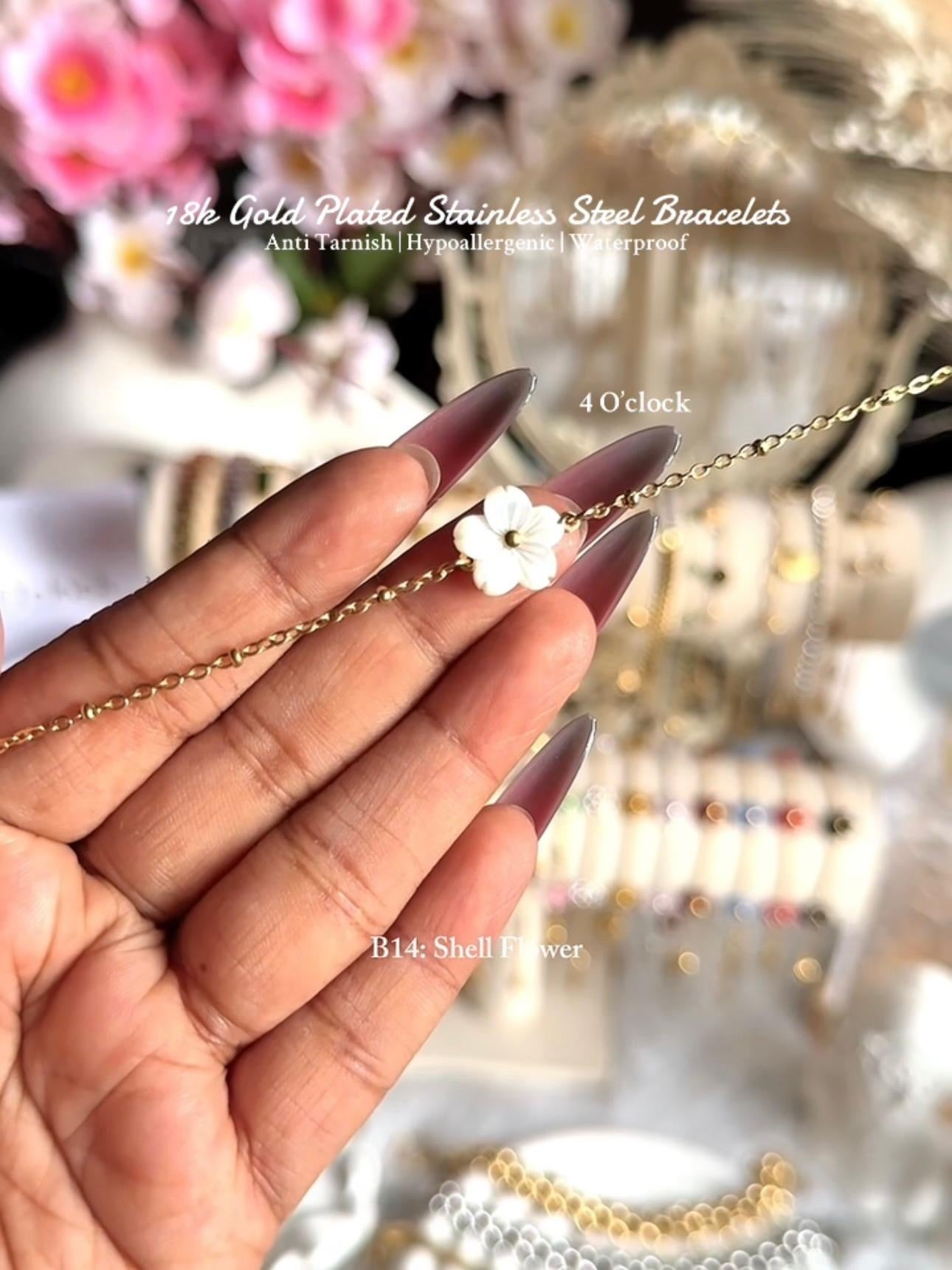 ⚜️B14: 18k Gold Plated Stainless Steel Minimalist Bracelet:Shell Flower✨