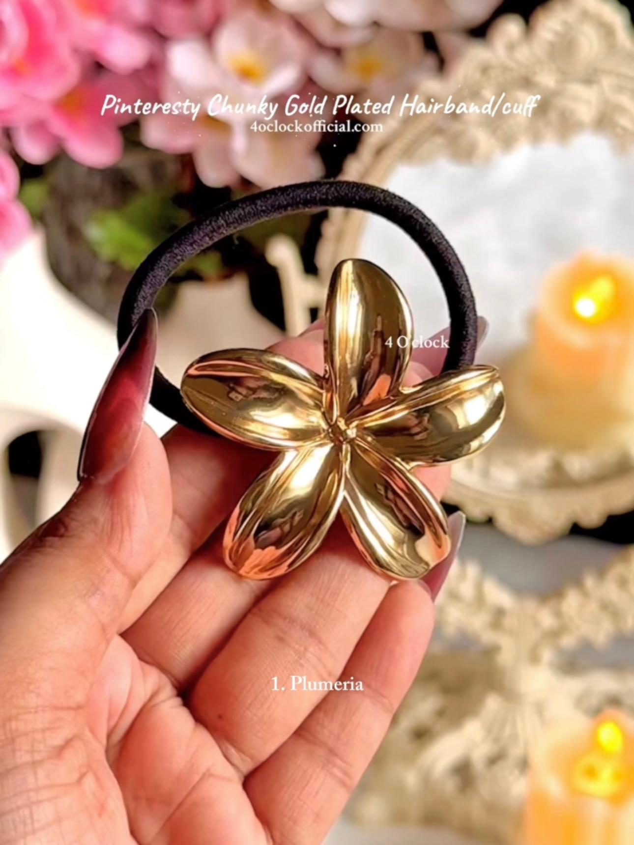 ✨1. Pinteresty Chunky Hairband/ Hair tie/ Hair cuff: Plumeria ✨