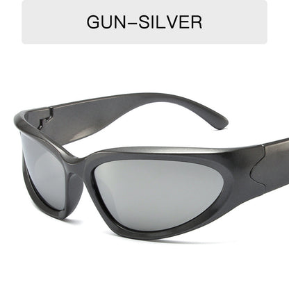 S05: Pinteresty Y2k Sports Sunglasses - Matte Black + Silver (with box) Unisex