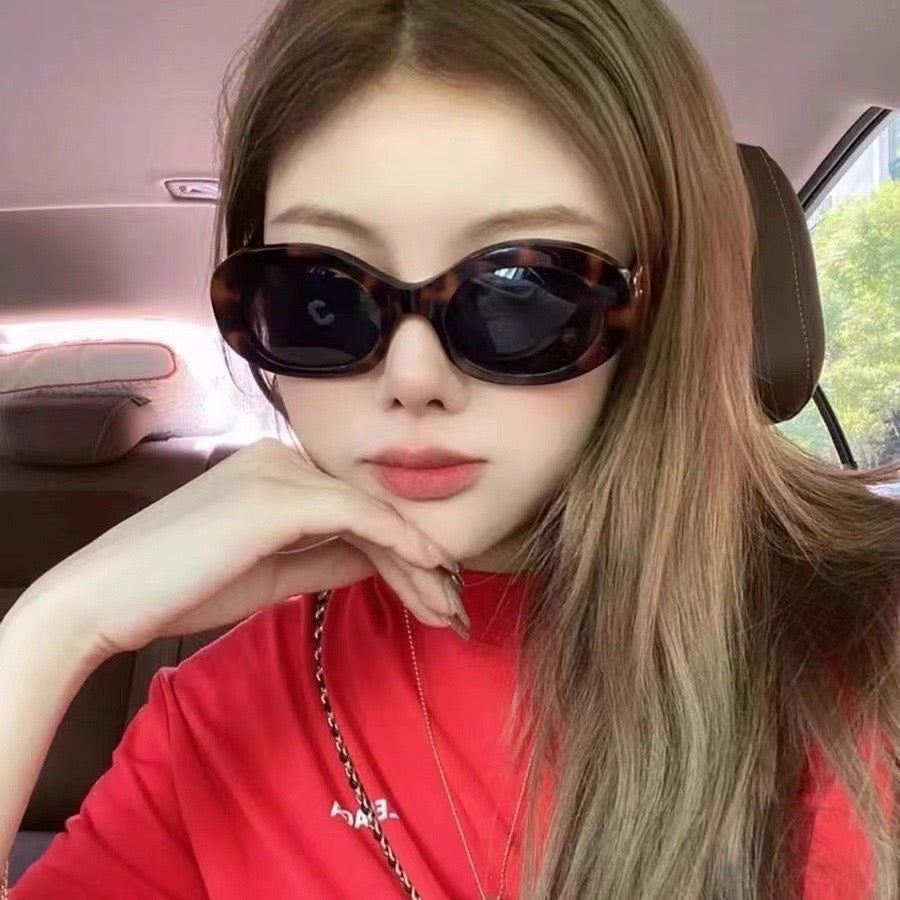 S14: Pinteresty High-End Brand Dupe Round Sunglasses - Leopard + Brown (with box)