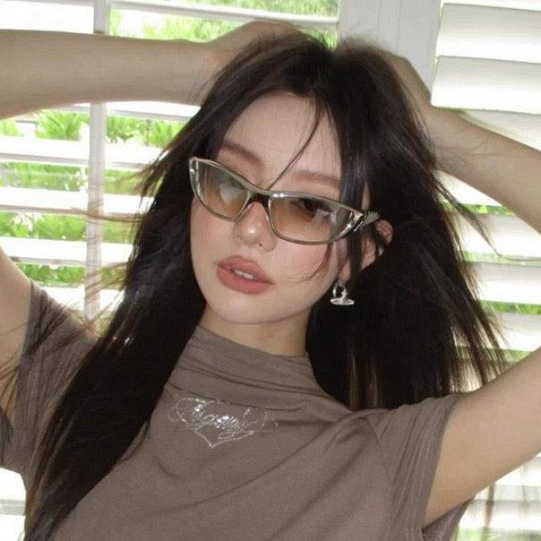 S03: Pinteresty Y2k Sports Sunglasses - Transparent + Silver (with box) Unisex