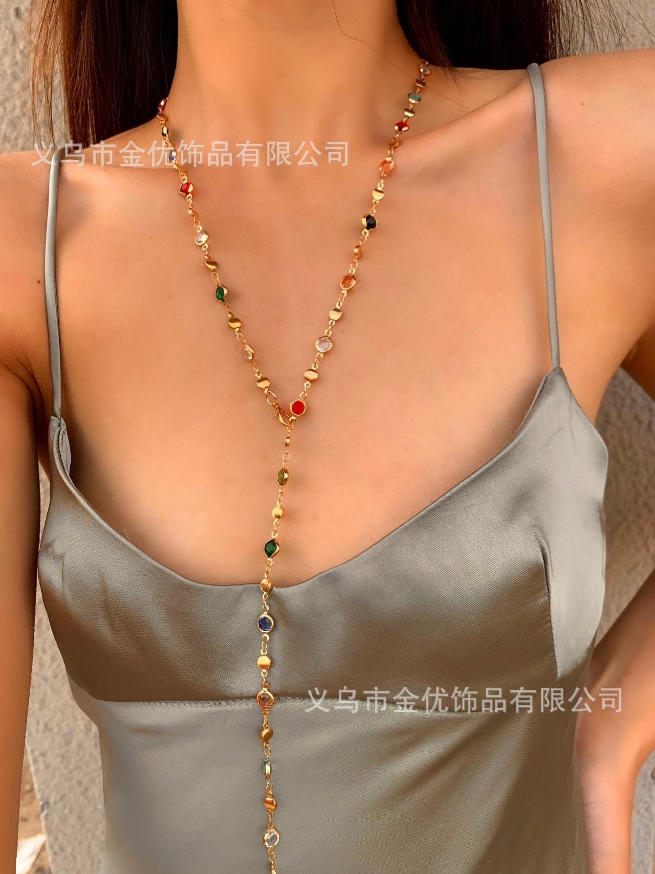 ✨5 in 1 neckpiece /handchain / bracelet stack: Multi Colored+Golden💫