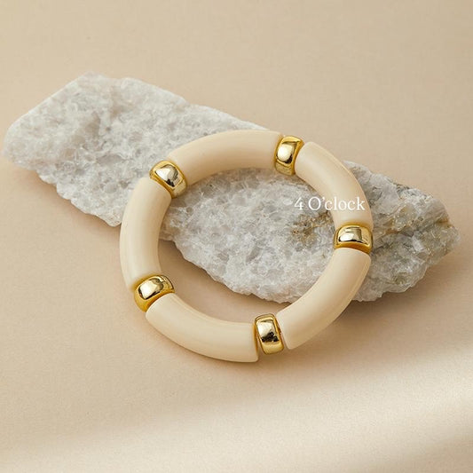 ✨HC74: Elastic Resin Bangles/Bracelet - Cream White💗