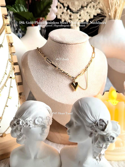 ✨P47: 18k Gold Plated Stainless Steel Pendant:Heart Tassel✨