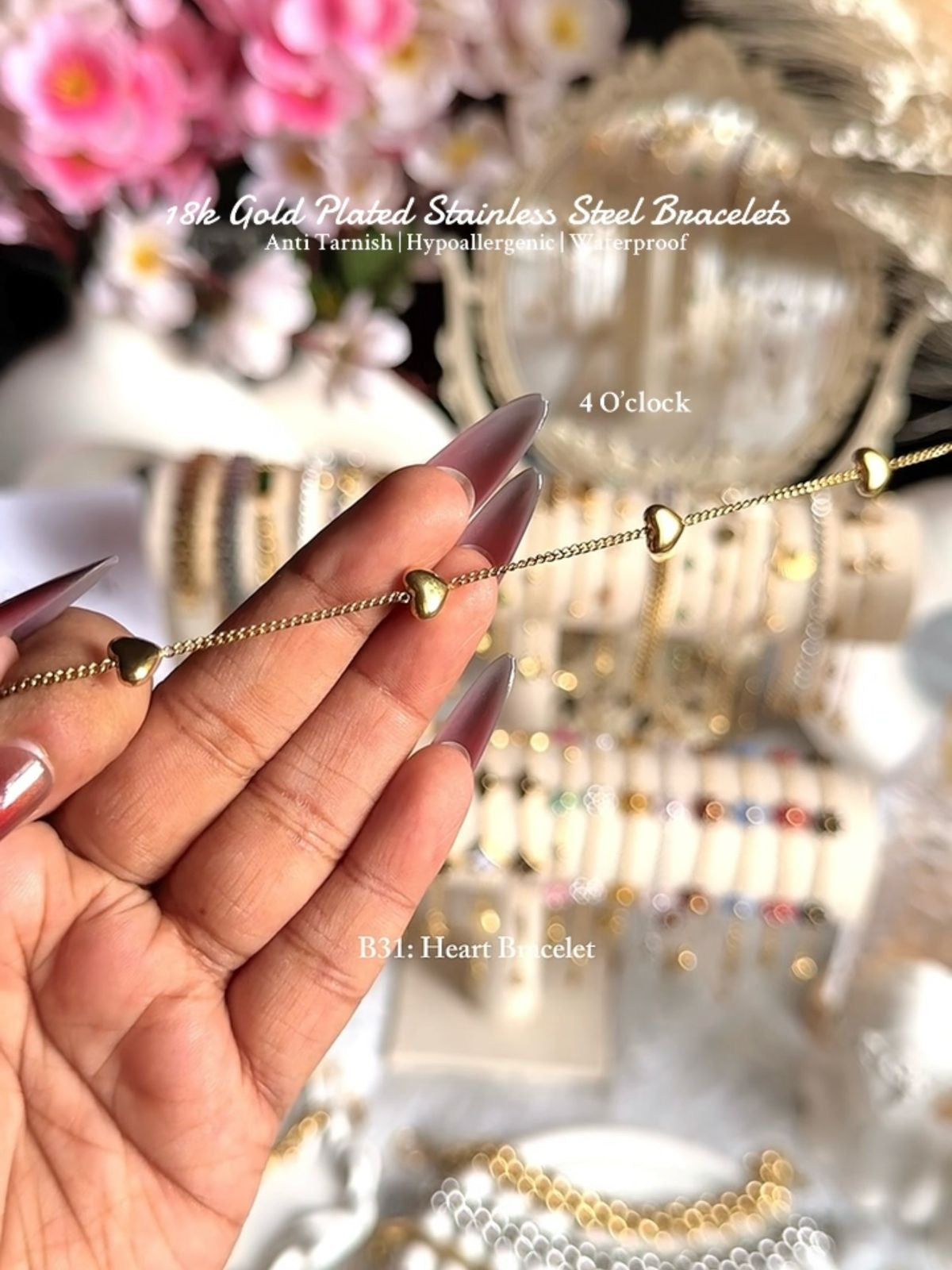 ⚜️B31: 18k Gold Plated Stainless Steel Minimalist Bracelet:Heart Bracelet ✨