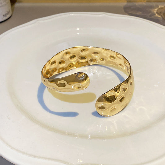 ✨HC132: Handcuff for Stack: Gold Concave Bracelet✨