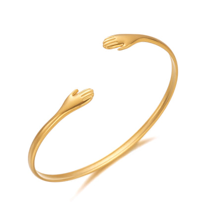 ✨HC147: 18k Gold Plated Stainless Steel Handcuff for Stack: Eternal Hand Cuff (Golden)✨