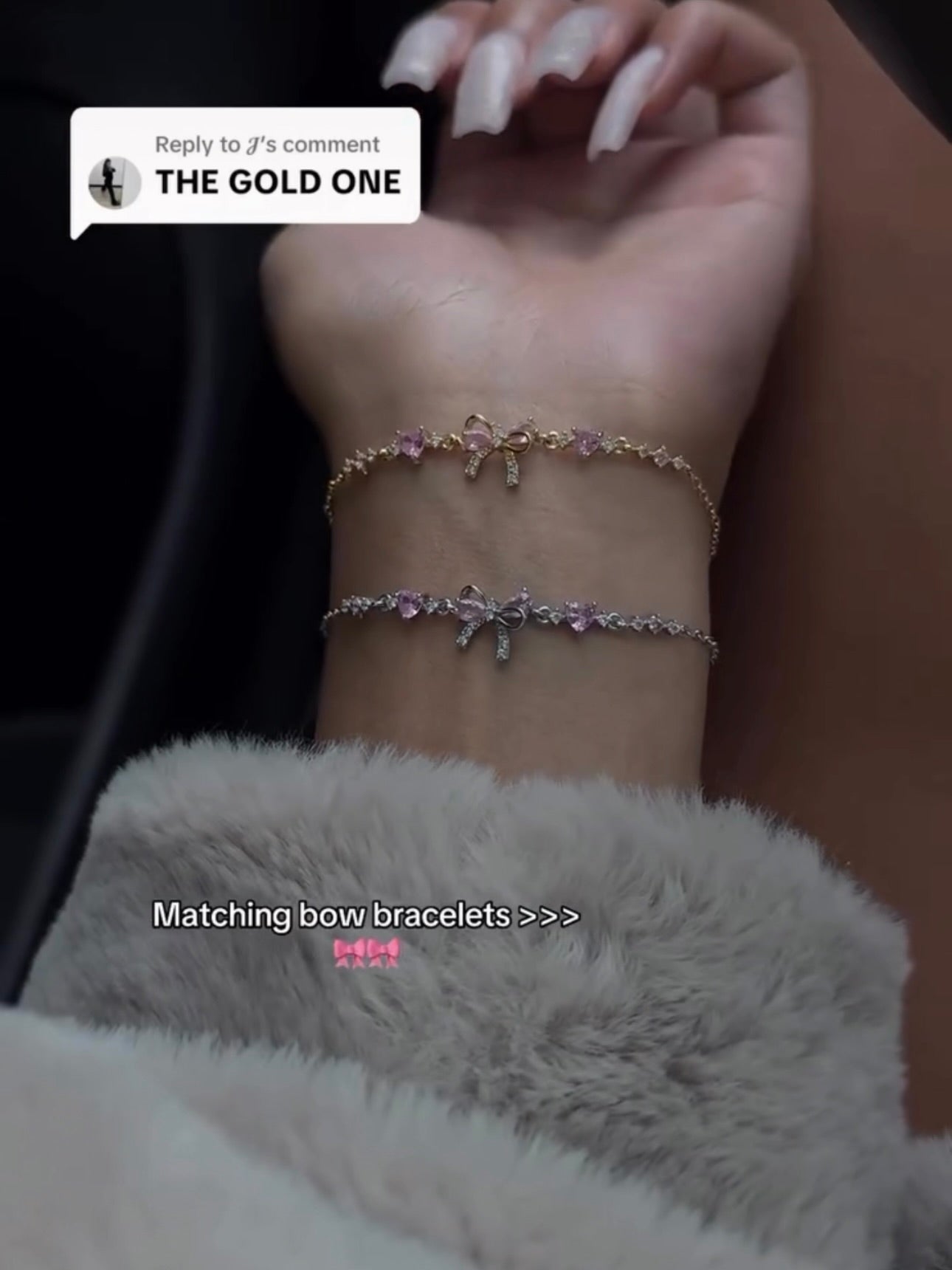 Silver: ✨🎀Bow Pink Stone Bracelet🎀✨ (Without box)