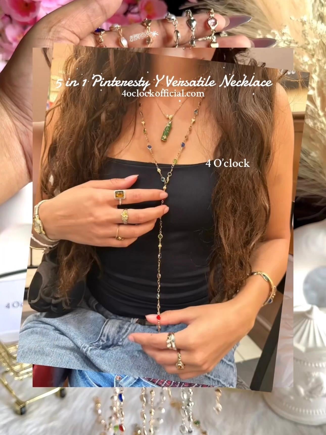 ✨5 in 1 neckpiece /handchain / bracelet stack: Multi Colored+Golden💫