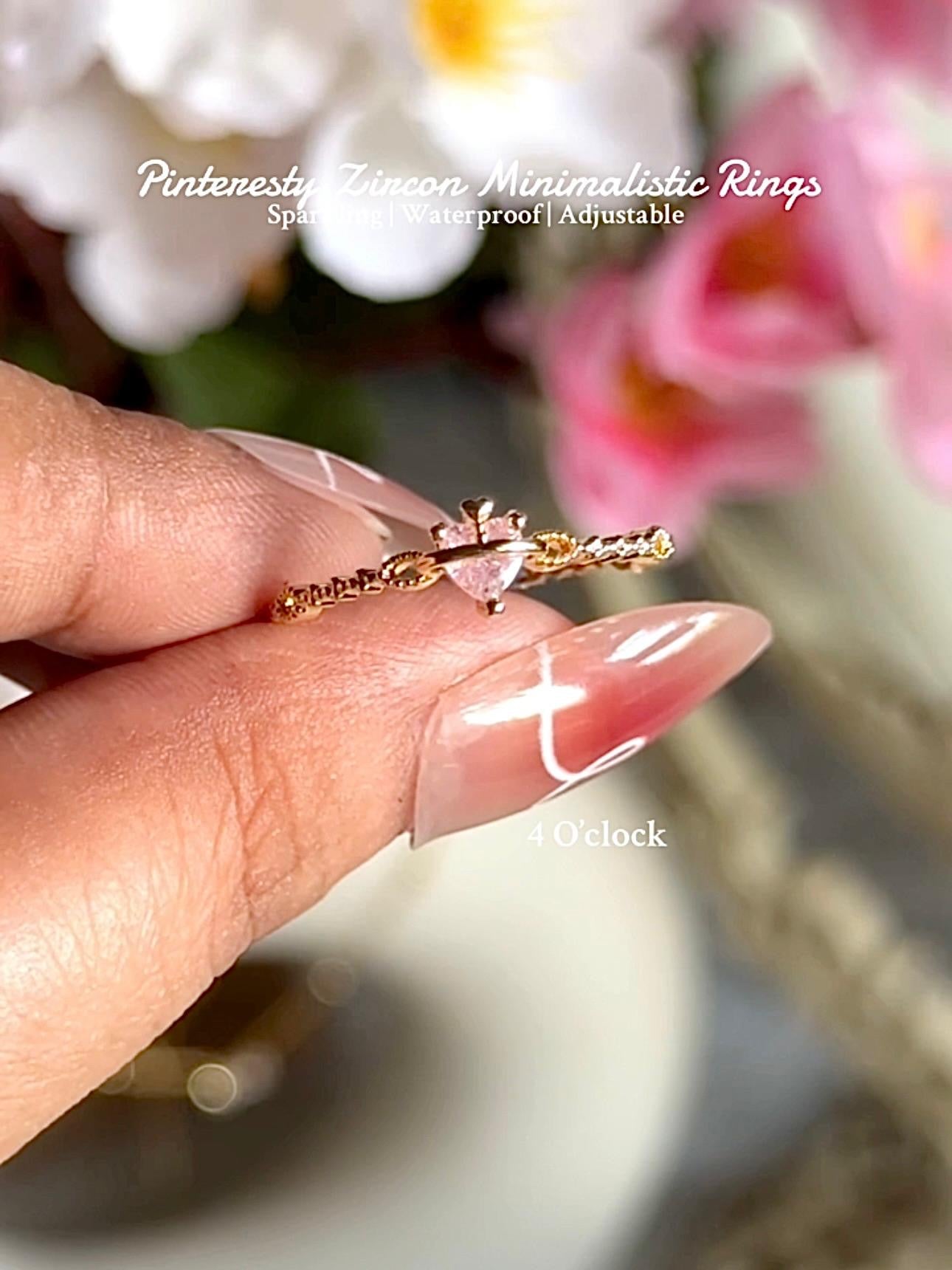 💍R234: Stainless Steel Zircon Minimalistic Finger Ring: Pink Mini Heart (1pc) (With Box)✨
