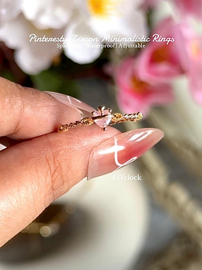 💍R234: Stainless Steel Zircon Minimalistic Finger Ring: Pink Mini Heart (1pc) (With Box)✨