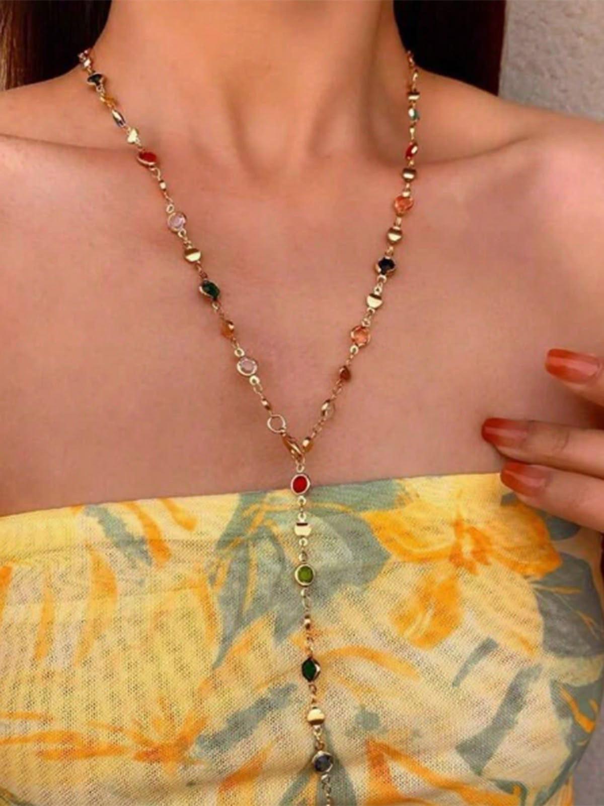 ✨5 in 1 neckpiece /handchain / bracelet stack: Multi Colored+Golden💫