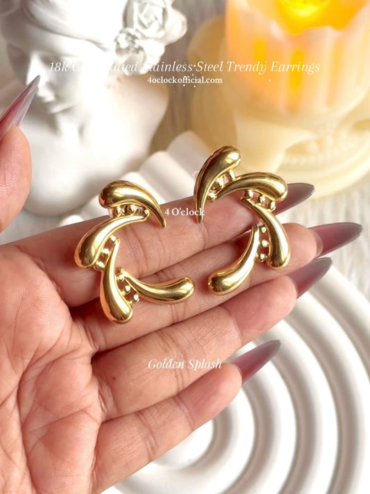 ✨Stainless Steel Earrings:Golden Splash✨