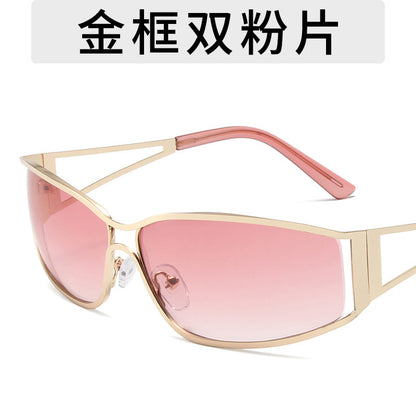 S29: Pinteresty Y2k Metal Hollow Sunglasses - Pink + Golden (with box) Unisex
