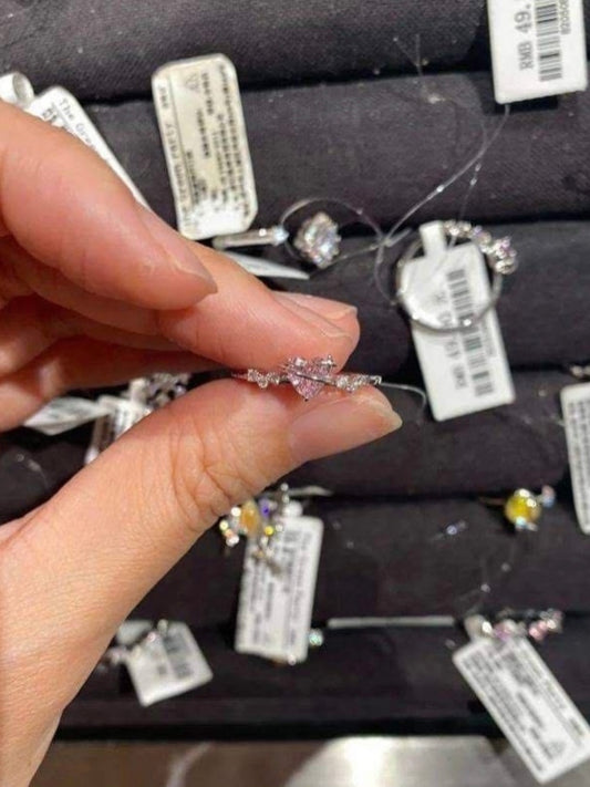 ✨🌸109: Pink Finger Ring: Silver+Pink Heart🌸✨