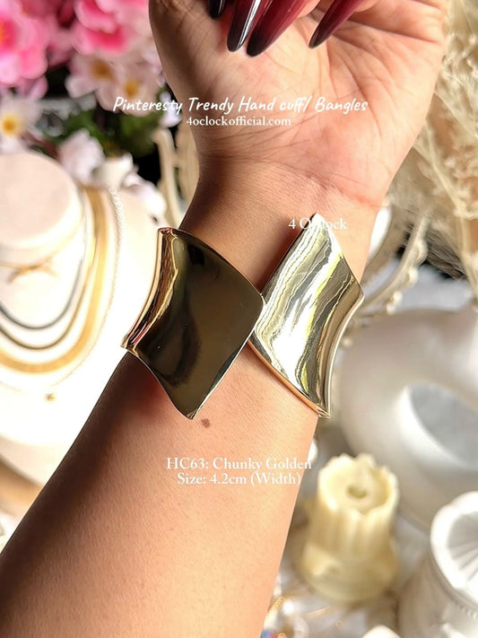 ✨HC63: Handcuff for Stack:Stainless Steel Chunky Golden✨