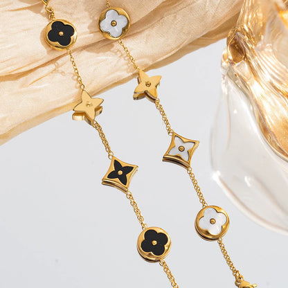⚜️B46: 18k Gold Plated Stainless Steel Minimalist Bracelet:White Star✨