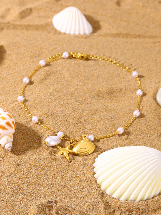 ✨P45: 18k Gold Plated Stainless Steel Pendant:Starfish Shell✨